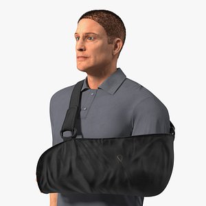 Man Arm Sling Bandage Black Fur Rigged for Maya model