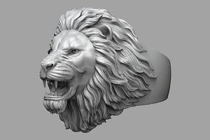 3D angry lion ring