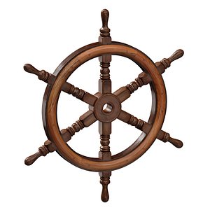 3D Wooden sea steering wheel model