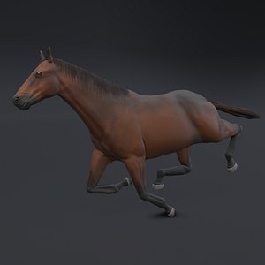 Low Poly Animated Brown Horse