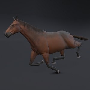 Low Poly Animated Brown Horse