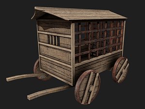 Old wooden carriage Low-poly 3D model 3D