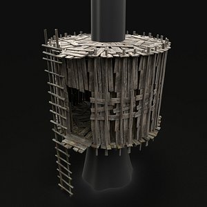 TREE PLATFORM HUT WOODEN CONSTRUCTION SCOUT TOWER WATCHTOWER