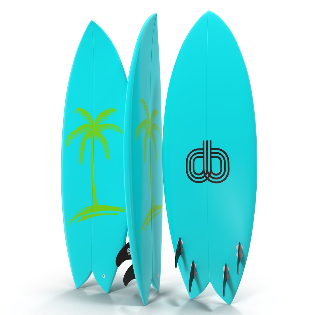 Surfboard Fish 4 3D model preview