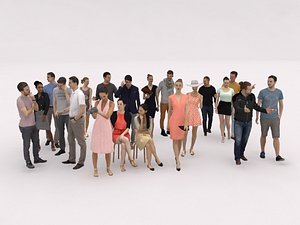 20x LOW POLY CASUAL PEOPLE CROWD