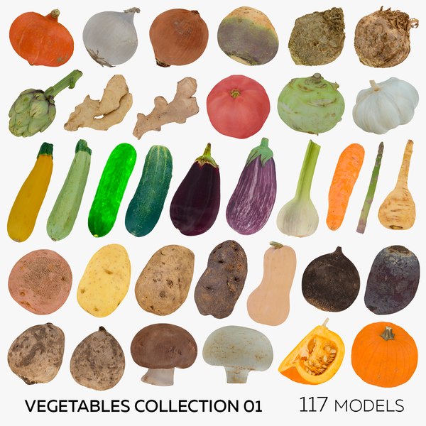 3D model Vegetables Collection 01 - 117 models RAW Scans