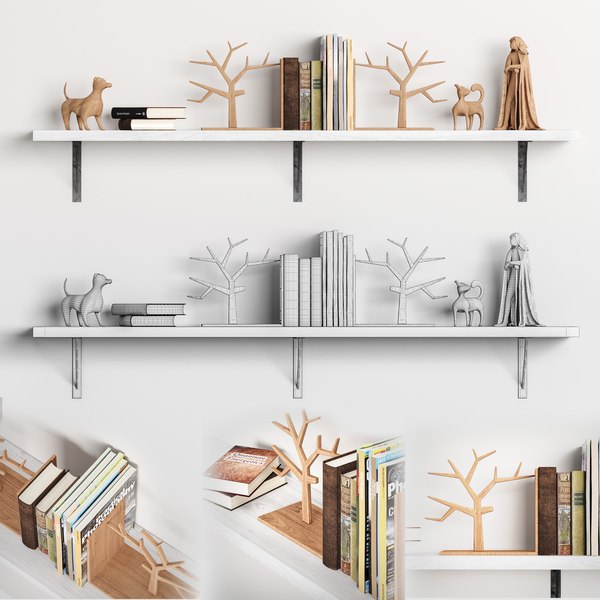 3D модель Декор книг подставками для книг фигурками - TurboSquid 1582385