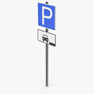 3D Car Parking Road Sign model