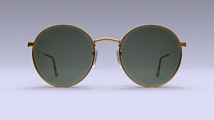 Women Metal Round Sunglasses 3D model