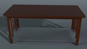 3D Mission Style Wooden Coffee Table with Lattice Panels