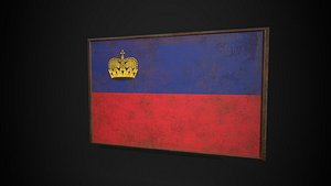 Old Picture Frame With Liechtenstein Flag - Game Ready PBR Low-poly 3D Model 3D model