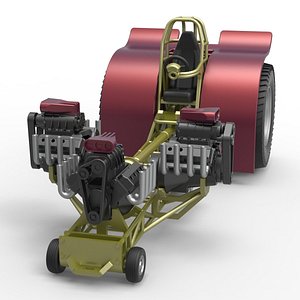 Diecast Pulling tractor with 3 engines V8 Version 5 Scale 1 to 25 3D model