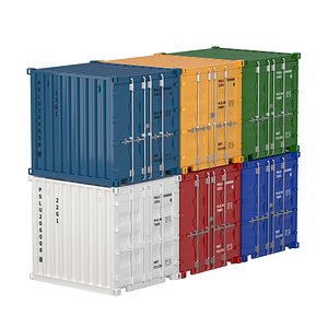 3D 8ft Shipping Container Collection model