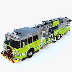 3D Fire Truck Aerial Platform Miame Dade