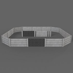 PBR Gate and Wall 1 3D model