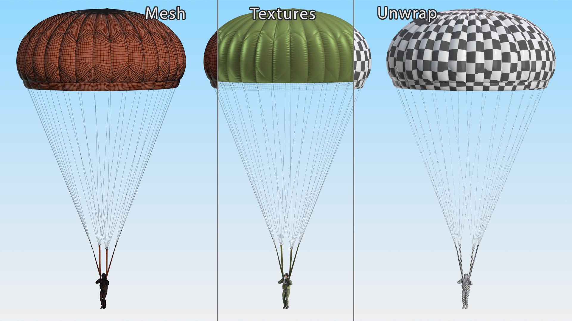 Parachute with US Military Pilot 3D https://p.turbosquid.com/ts-thumb/Xf/vQcKpR/sP/parachutewithusmilitarypilotmb3dmodel017/jpg/1715736425/1920x1080/fit_q87/46680e2c88727f6f8fd9218f8ae6112e4ae9014c/parachutewithusmilitarypilotmb3dmodel017.jpg
