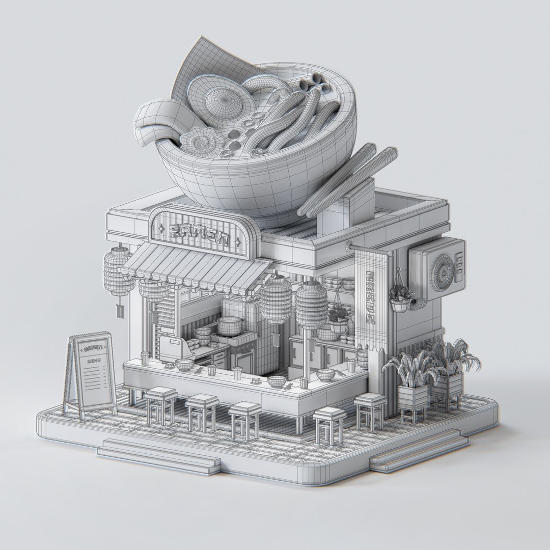 3D Isometric Ramen Shop Model - TurboSquid 2326021