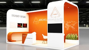 3D Pack 23- 10 Exhibition 2  3 Side Open model