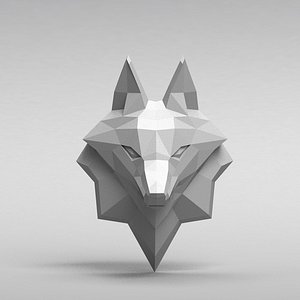 3D Printable polygonal fox head model