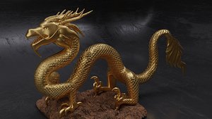 golden dragon china Low-poly 3D model