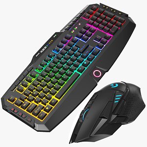 Detailed Gaming Keyboard And Mouse 3D model