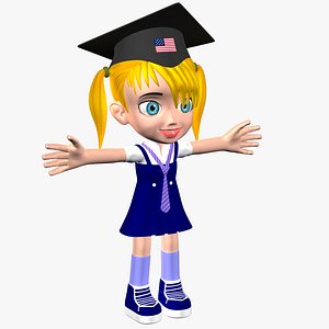 cartoon girl student model