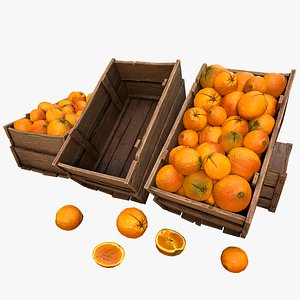 3D Crate Oranges Box Stand model