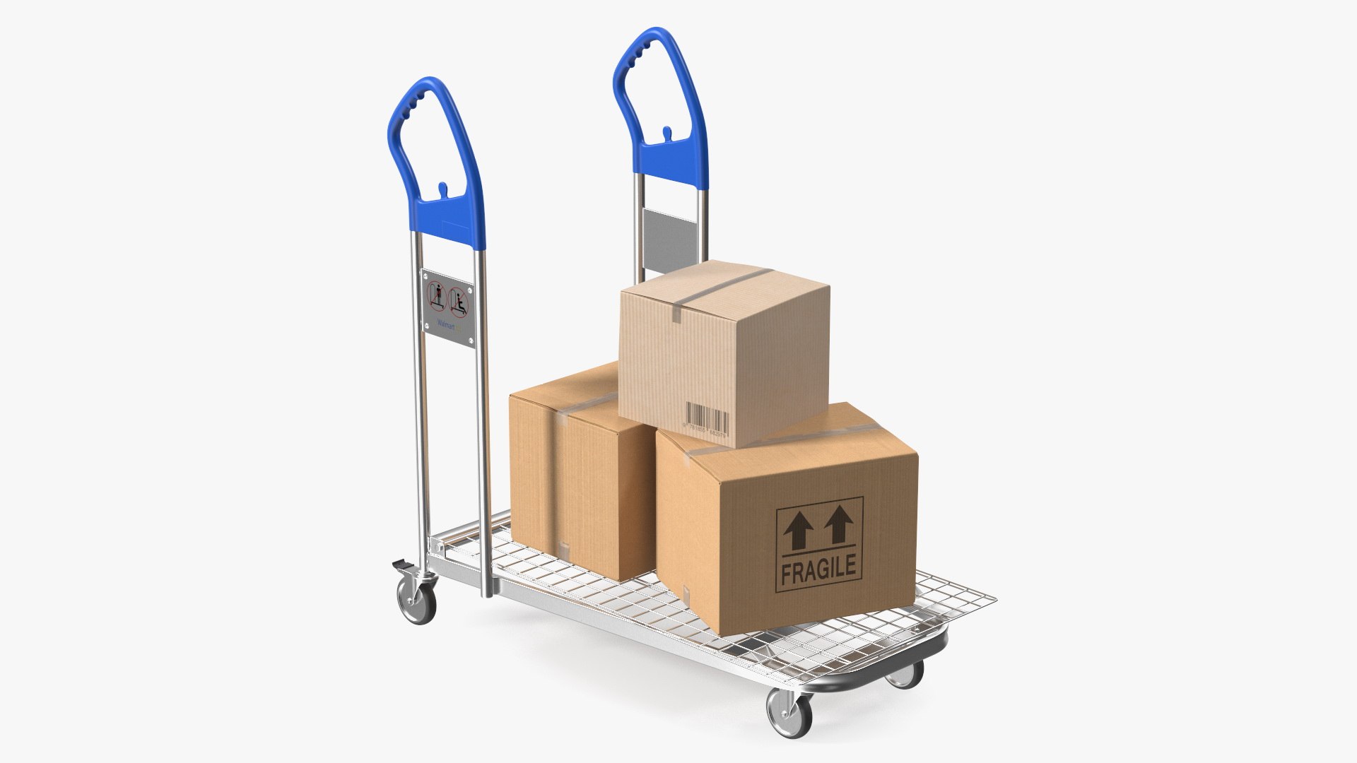 Warehouse Shopping Trolley with Boxes 3D model preview