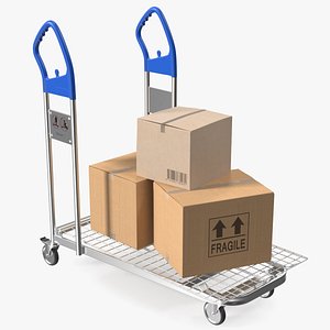 Warehouse Shopping Trolley with Boxes 3D model