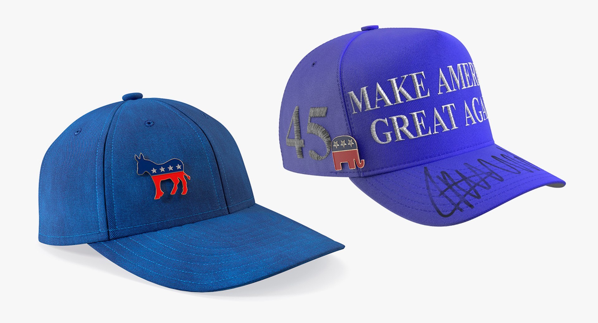 Baseball Caps With Political Party Symbols Collection 3D Model ...