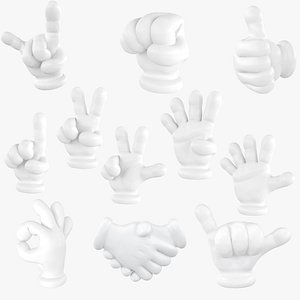 3D Hand Emoji Signs Collection model