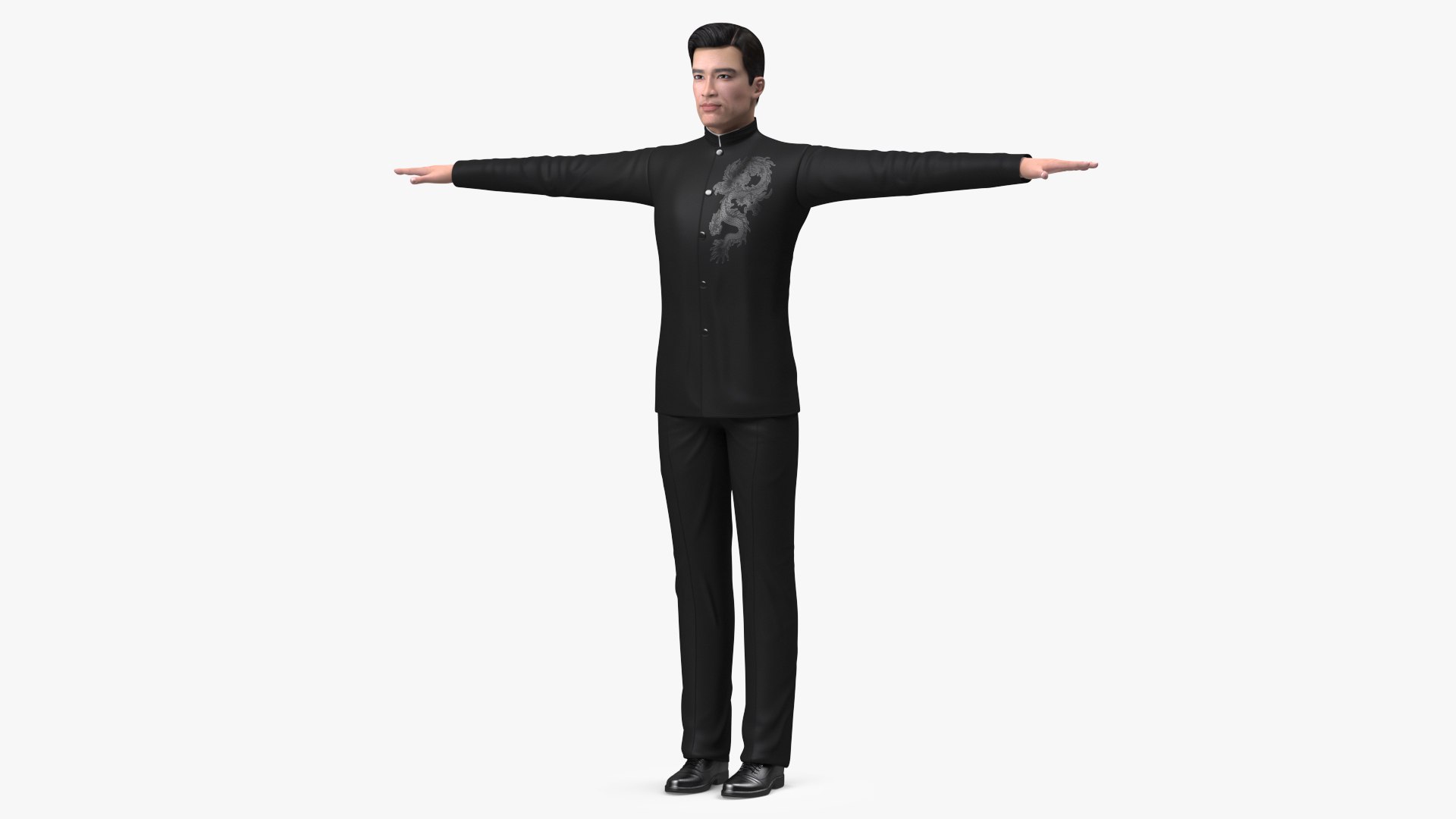Asian Man Tunic Suit Rigged for Modo 3D model preview