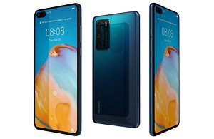 Huawei P40 Deep Sea Blue Low Poly 3D model
