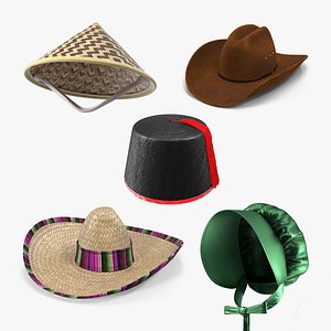 Traditional Hats Collection 3 3D