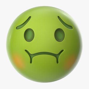 3D nauseated face emoji nausea model