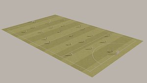 3D Field Hockey Pitch with players 3D model