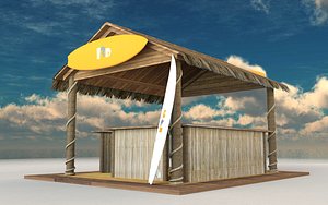 3D tiki bar surf shop model