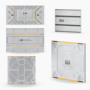 Modular Access Panel Grid Set with Numeric Labels White 3D