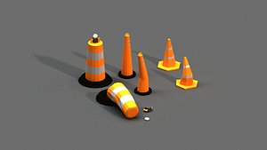 road cones pylons post 3D model