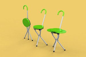 3D model EXPANDING SEAT FOLDING STICK CANE CHAIR STOOL WALKING POLE AID