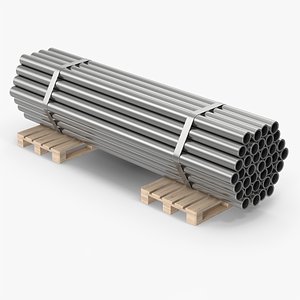 Steel Bars On Pallet 3D