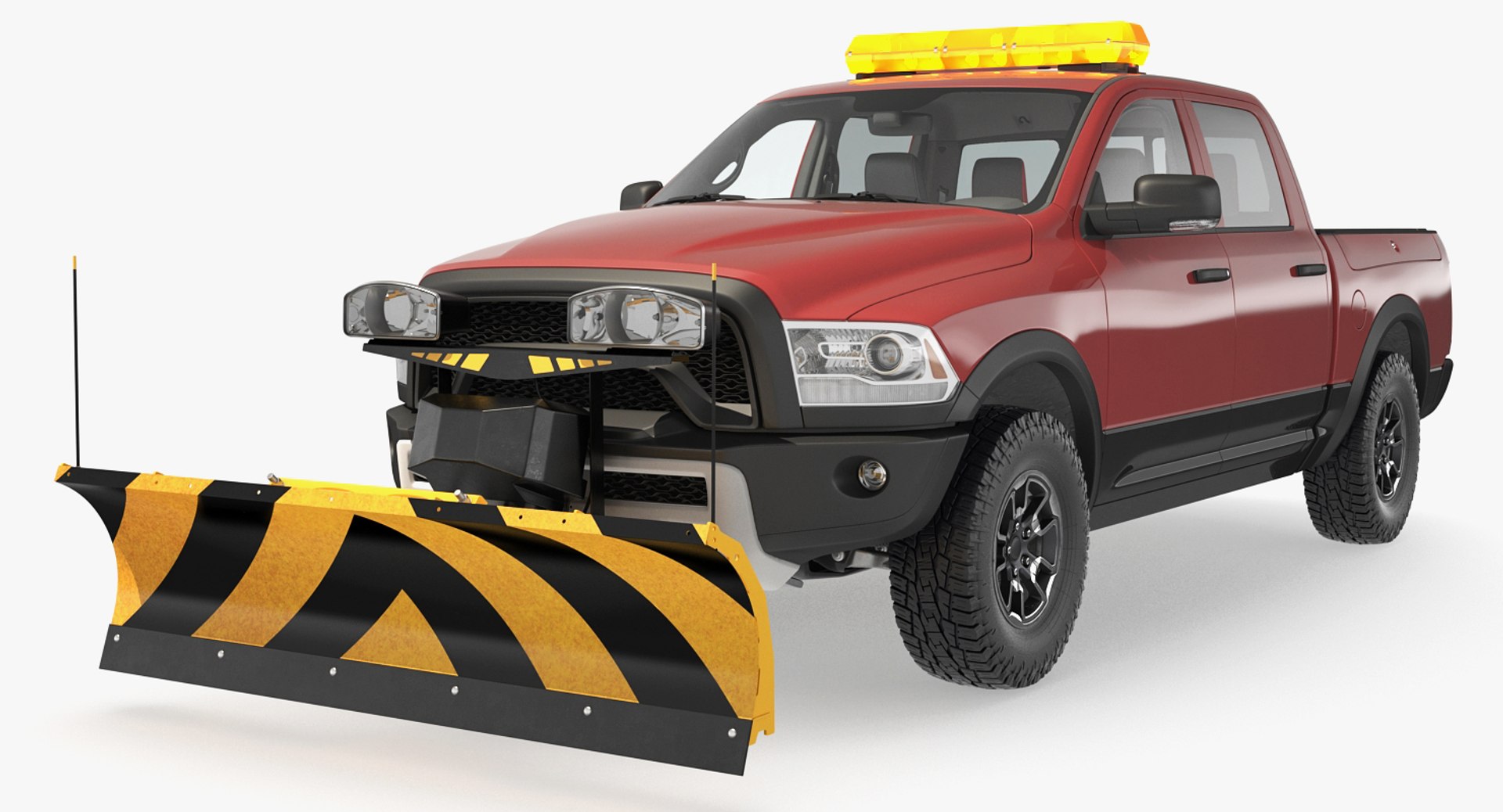Pickup with Snow Plow Rigged 3D Model 3D model preview