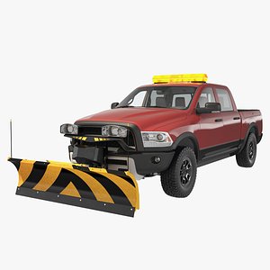 Pickup with Snow Plow Rigged 3D Model