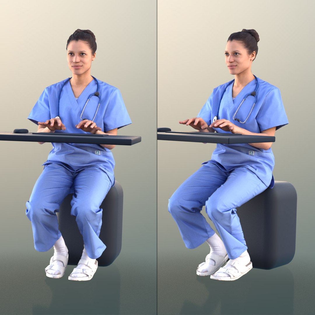 3D 10898 Diana - Nurse Sitting Typing On Keyboard - TurboSquid 1793944
