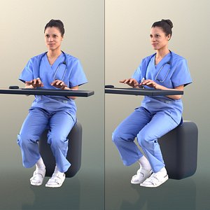 10898 Diana - Nurse Sitting Typing On Keyboard
