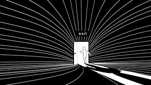 3D stylized scene exit door