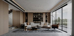 Modern living room dining room 3D model