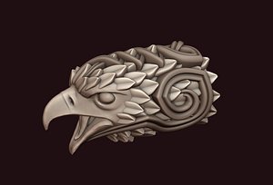 Falcon head with ornament 3D print ready 3D
