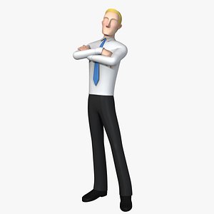 rigged generic cartoon businessman 3d model