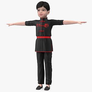 Asian Child Boy Kung Fu Pose T-pose